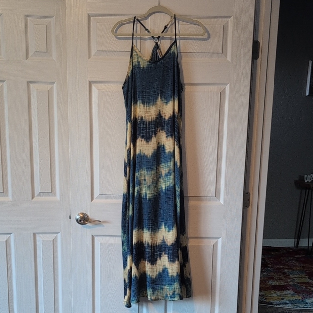 LuLaRoe Blue and Cream Spaghetti Strap Sundress